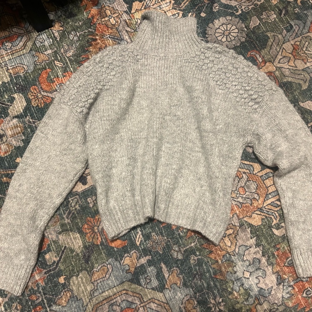 Free People Light Gray Cowl Neck Sweater
